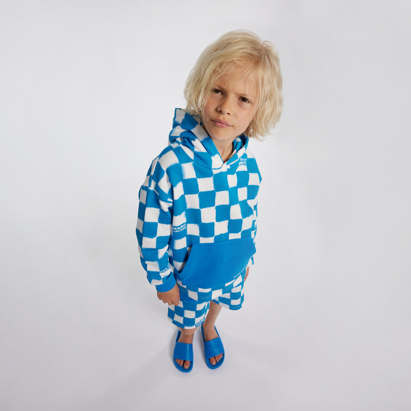 marc-jacobs-w60191-873-kb-Blue Checkered Hooded Sweatshirt