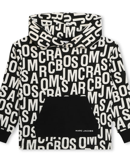 marc-jacobs-w60142-09b-Black Logo Print Hooded Sweatshirt