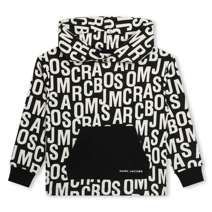 marc-jacobs-w60142-09b-Black Logo Print Hooded Sweatshirt