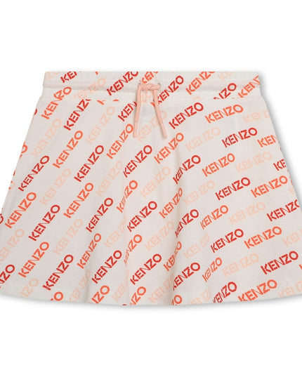 kenzo-k60190-12p-kg-White Logo Skirt