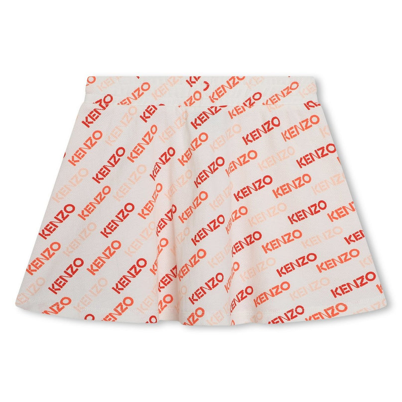 kenzo-k60190-12p-kg-White Logo Skirt