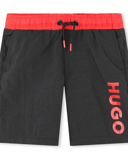 hugo-g00002-09b-kb-Black & Red Swim Shorts