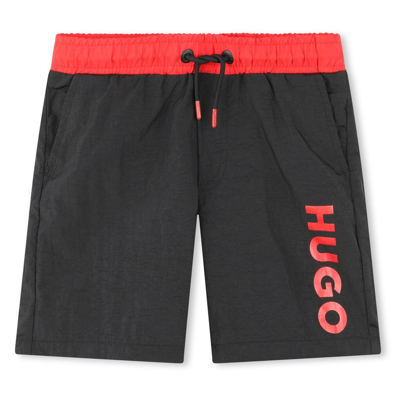 hugo-g00002-09b-kb-Black & Red Swim Shorts