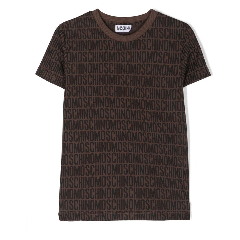 moschino-Brown All Over Logo T-Shirt-h7m03u-m0j03-86196