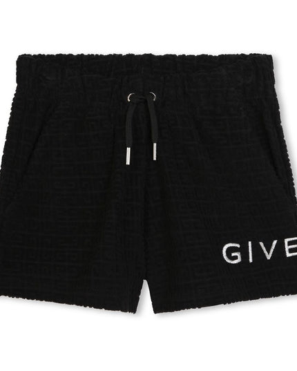 Black 4G Logo Print Terry Shorts