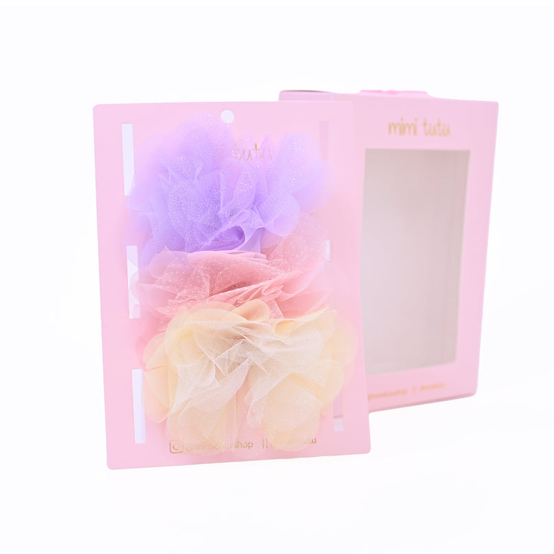 Tulle Flower Bow Hairclip Set