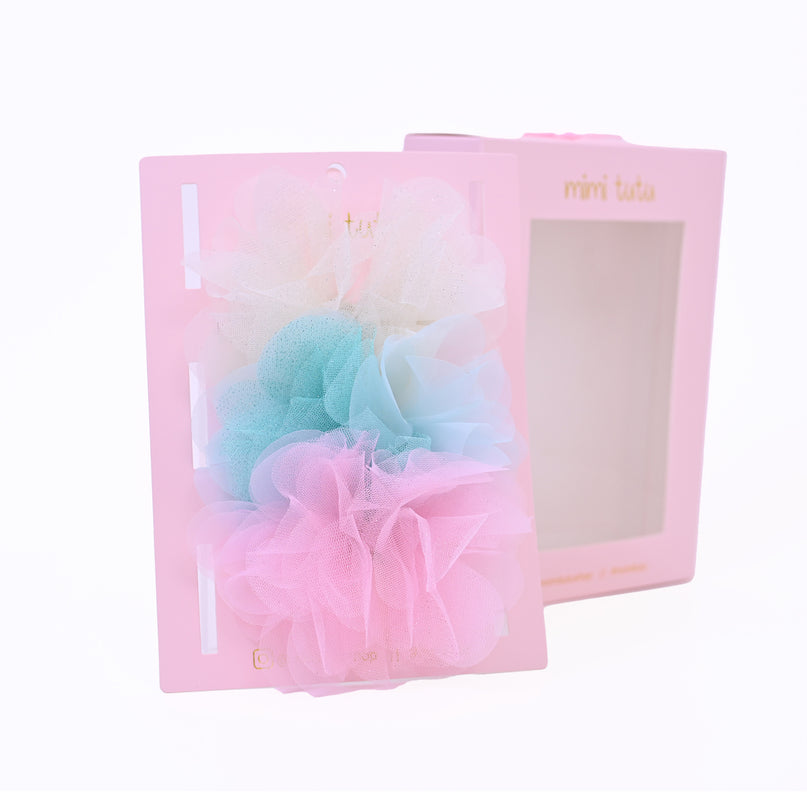 Tulle Flower Bow Hairclip Set