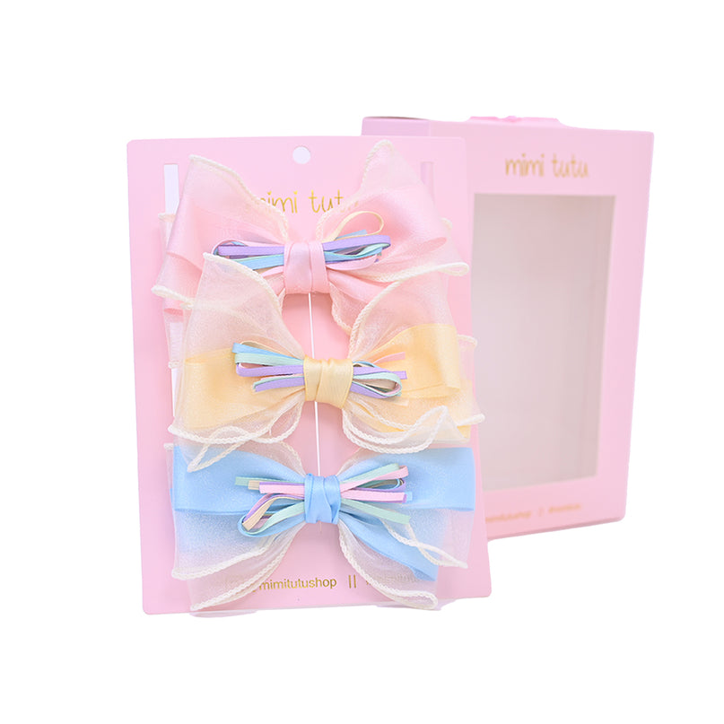 Multicolor Ribbon Bow Hairclip Set