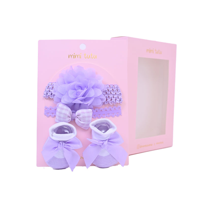 Purple Pastel Bow Flower Gift Set