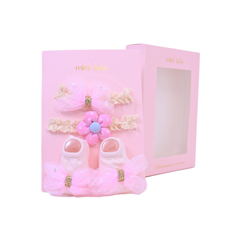 Pink Bow Gold Accent Flower Gift Set