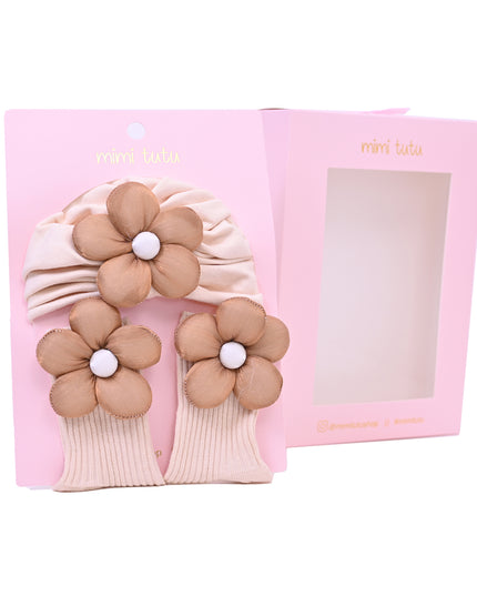 Brown Flower Beige Accent Gift Set