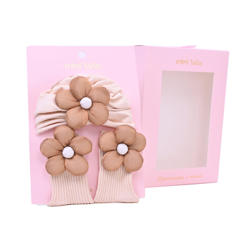 Brown Flower Beige Accent Gift Set