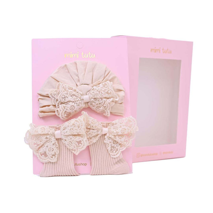 Beige Lace Bow Gift Set