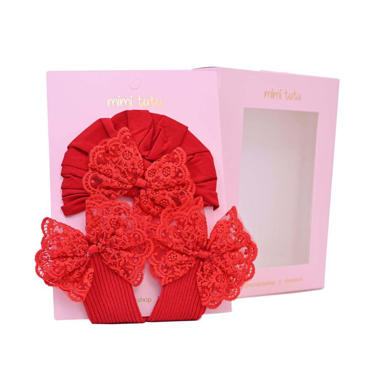 Red Lace Bow Gift Set