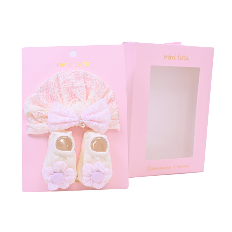 Pink Bow and Flower White Gift Set