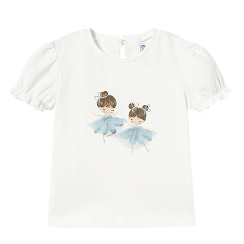 Natural Sky Blue Embroidered Ballerina T-Shirt