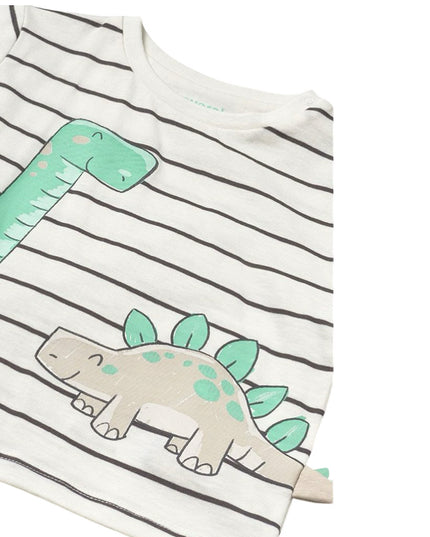 Teal Striped Dinosaur T-Shirt