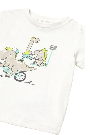 Cream Dinosaur Bike T-Shirt