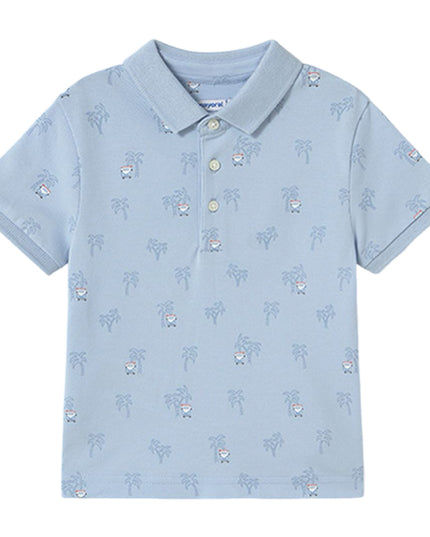 Sky Palm Tree Linen Polo