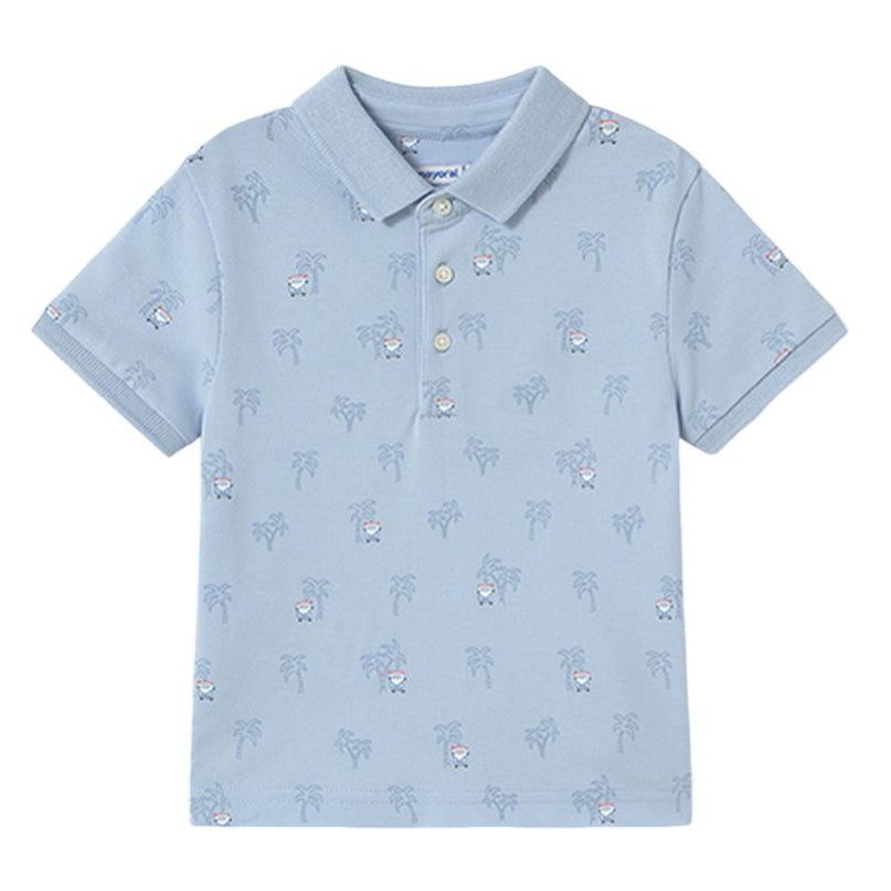 Sky Palm Tree Linen Polo