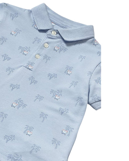 Sky Palm Tree Linen Polo