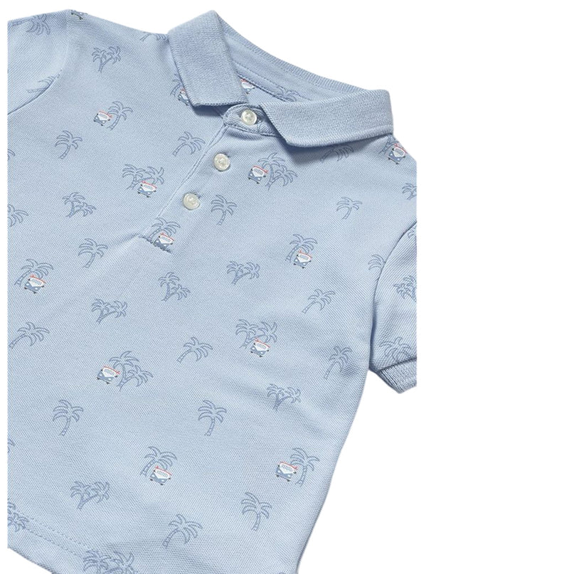 Sky Palm Tree Linen Polo