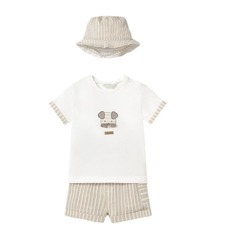 Beige Root 3 Piece Shorts Set