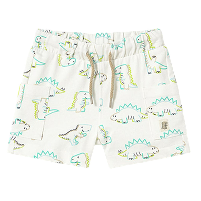 White Teal Lime Dinosaur Bermuda Shorts