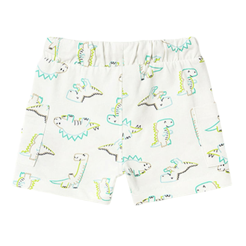 White Teal Lime Dinosaur Bermuda Shorts