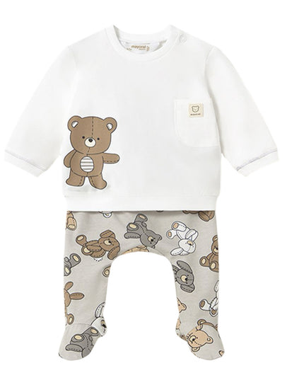 Beige 2 Piece Babygrow With Teddy Bears