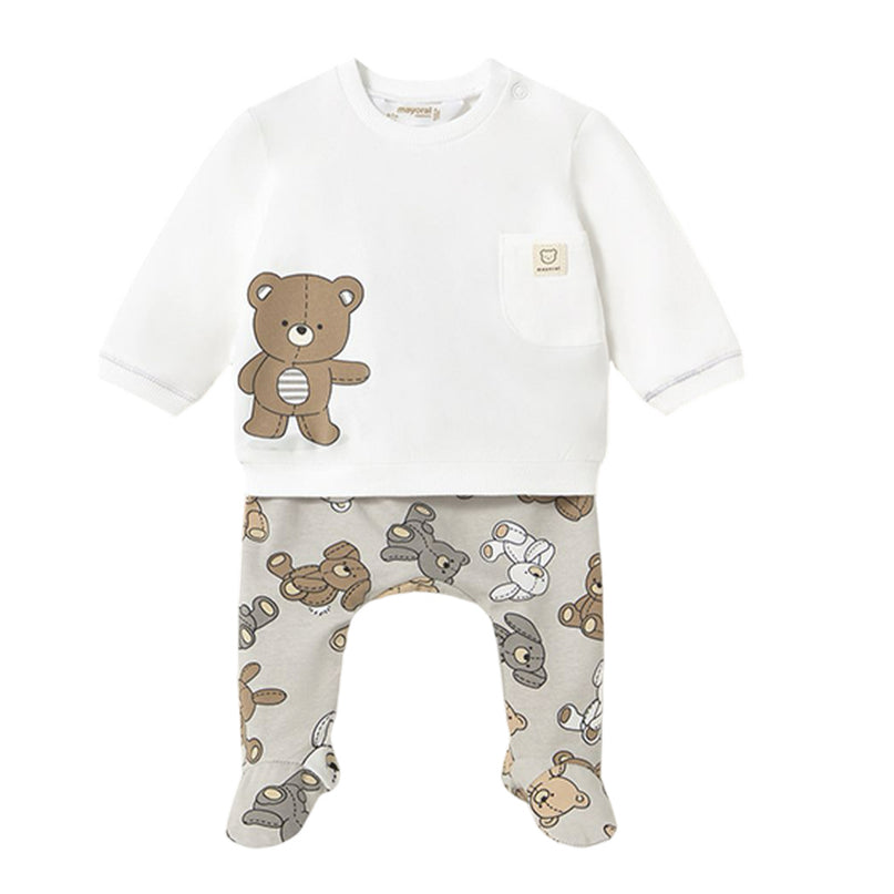 Beige 2 Piece Babygrow With Teddy Bears