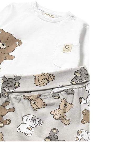 Beige 2 Piece Babygrow With Teddy Bears