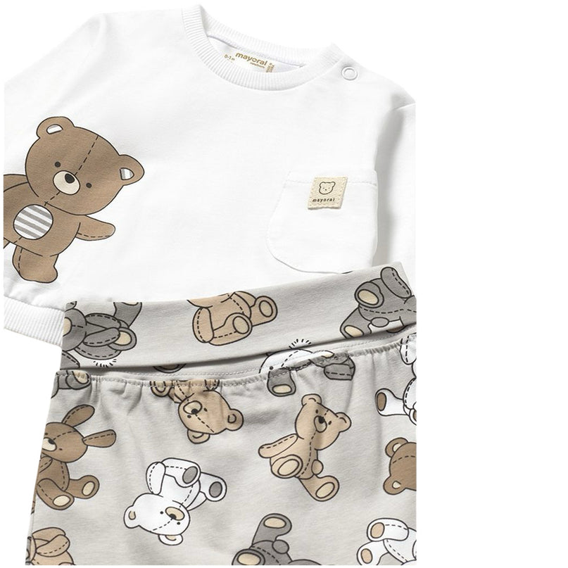 Beige 2 Piece Babygrow With Teddy Bears