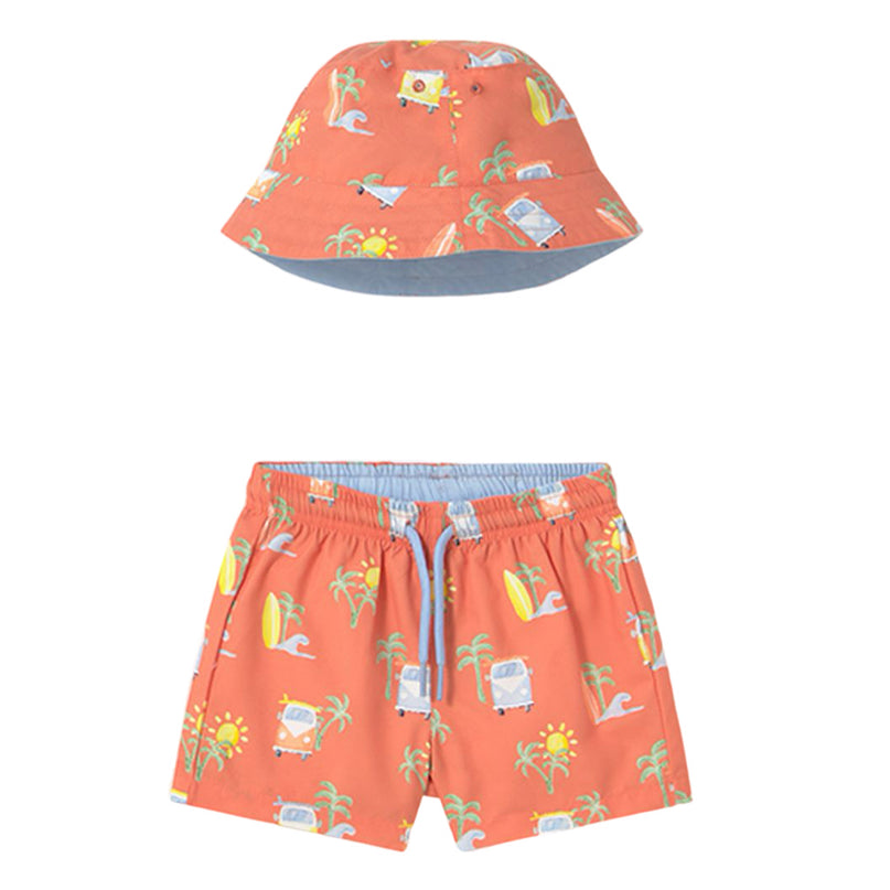 Coral Summer Roadtrip Swimsuit Set