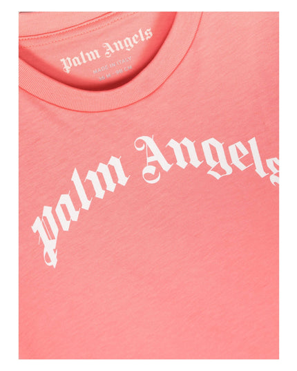 PALM ANGELS-PGXB001S23JER0012601-CURVED LOGO T-SHIRT CORAL WHITE