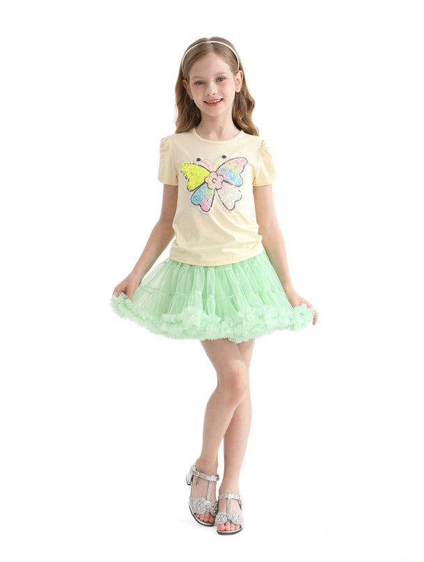 Green Pastel Bow Tulle Skirt