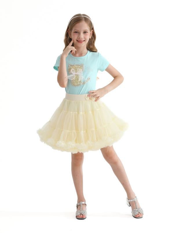 Yellow Pastel Bow Tulle Skirt