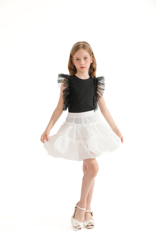 Black Tulle Frill T-Shirt