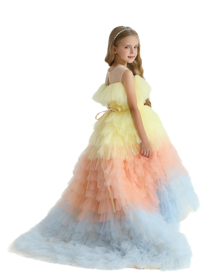 Yellow Tiered Pastel Ruffle Callecita Dress