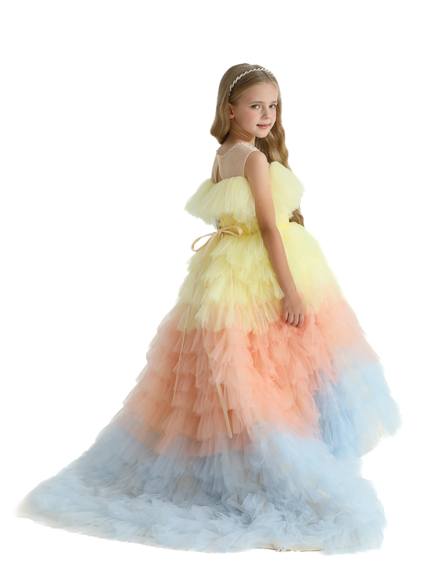 Yellow Tiered Pastel Ruffle Callecita Dress