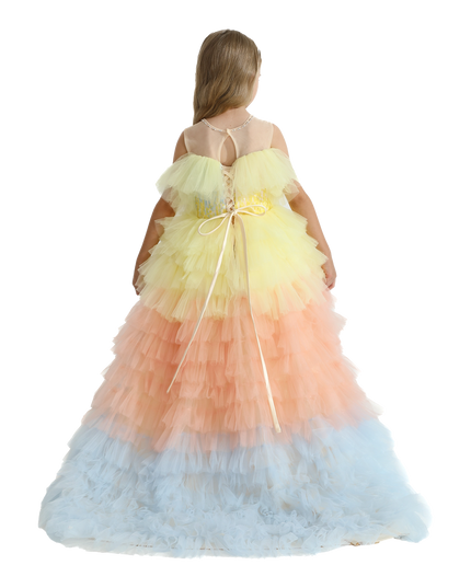 Yellow Tiered Pastel Ruffle Callecita Dress