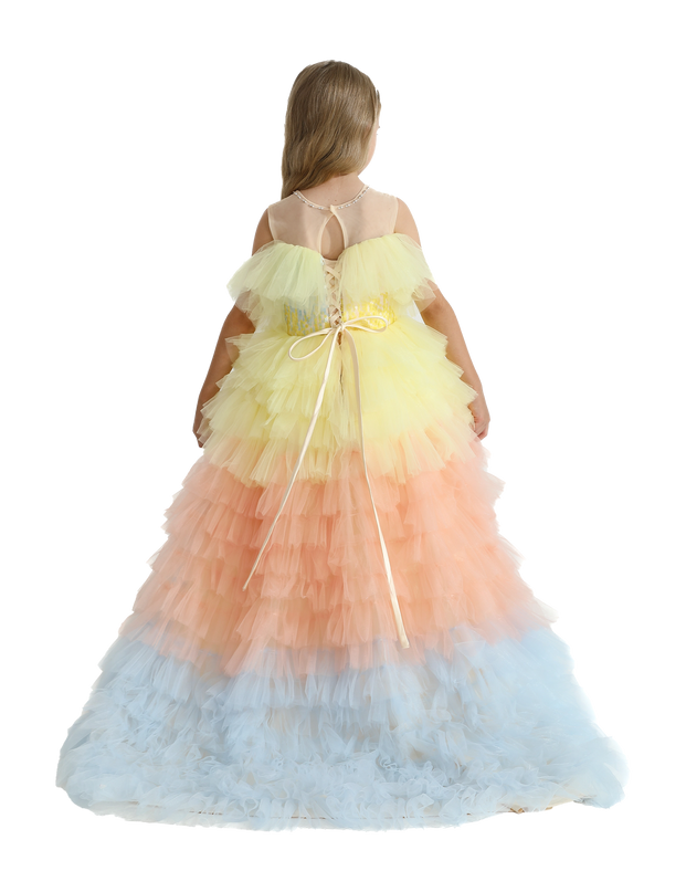 Yellow Tiered Pastel Ruffle Callecita Dress