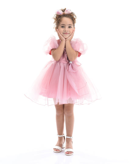 Pink Raspberry Bow Organza Dress