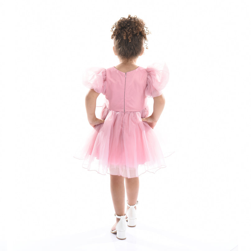 Pink Raspberry Bow Organza Dress