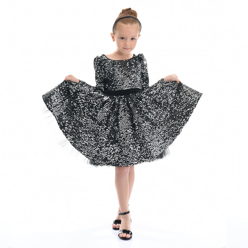 Black Merribrook Sequin Bow Dress