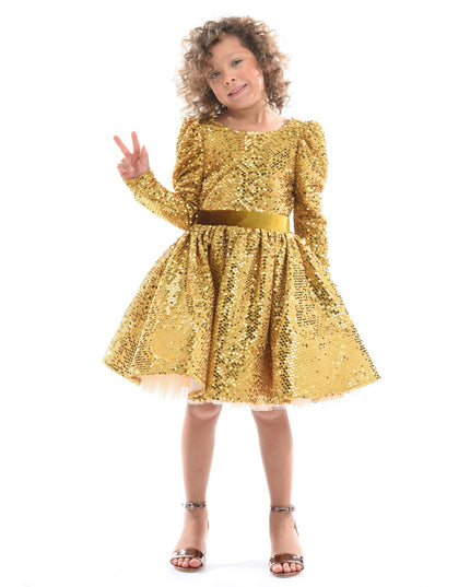 Gold Merribrook Sequin Bow Dress