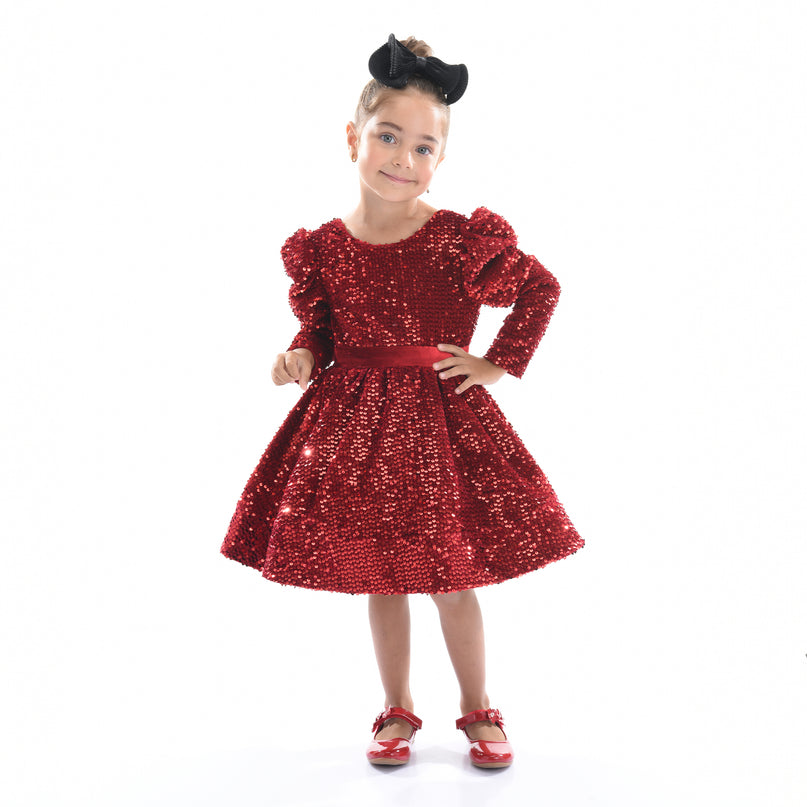 Red Merribrook Sequin Bow Dress