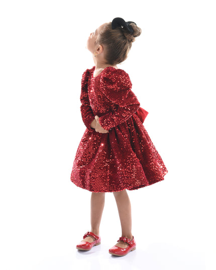 Red Merribrook Sequin Bow Dress