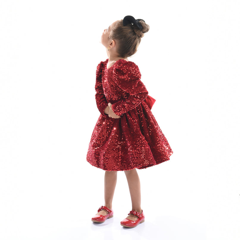 Red Merribrook Sequin Bow Dress