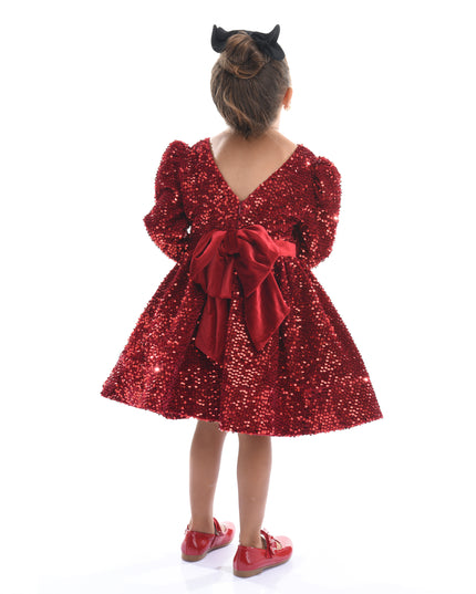 Red Merribrook Sequin Bow Dress